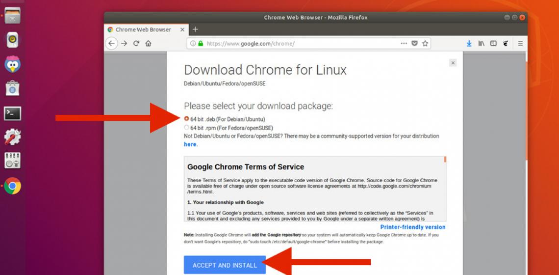 Установка веб-браузера Google Chrome на ОС Ubuntu